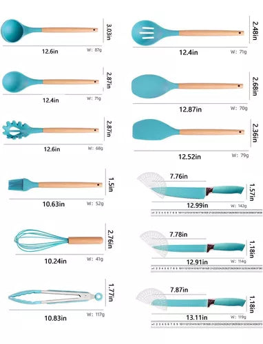 SET UTENCILIOS DE COCINA   POR 19 PIEZAS